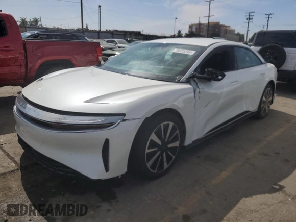2023 Lucid Air Pure z VIN 50EA1PFA1PA006707, wystawiony jako Copart lot #76025394 z przebiegiem Nie podano mil oraz Szkody całkowita. Historia ofert i sprzedaży dostępna na DreamBid. Obrazek 1.