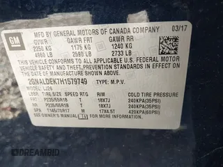 2017 Chevrolet Equinox Premier with VIN 2GNALDEK7H1579749, listed as a IAAI auction lot 41792431 with 96,024 mi miles. Bid and sale history available at carsss.com. Image 9.