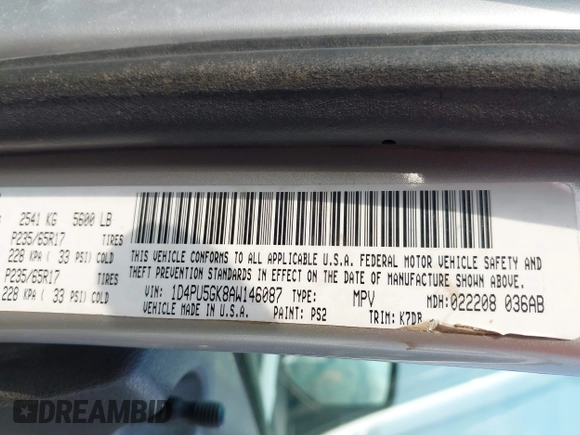 2010 Dodge Nitro SXT z VIN 1D4PU5GK8AW146087, wystawiony jako IAAI lot #42423104 z przebiegiem 220 381 mil mil oraz . Historia ofert i sprzedaży dostępna na DreamBid. Obrazek 9.