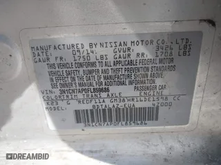 2015 Nissan Versa SV with VIN 3N1CN7AP0FL859686, listed as a IAAI auction lot 41410423 with 147,092 mi miles. Bid and sale history available at carsss.com. Image 9.