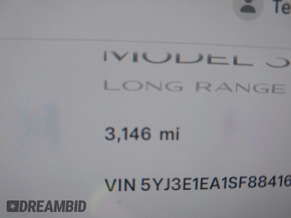 2025 Tesla Model 3 Long Range with VIN 5YJ3E1EA1SF884167, listed as a IAAI auction lot 41976320 with 3,146 mi miles and . Bid and sale history available at DreamBid. Image 15.