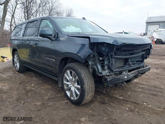 2021 Chevrolet Suburban High Country with VIN 1GNSKGKL9MR184740, listed as a IAAI auction lot 41509373 with 67,979 mi miles. Bid and sale history available at carsss.com. Image 1.