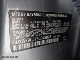 2015 BMW X3 xDrive28i with VIN 5UXWX9C51F0D49826, listed as a IAAI auction lot 41835725 with 139,938 mi miles. Bid and sale history available at carsss.com. Image 9.