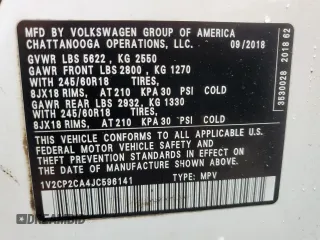 2018 Volkswagen Atlas SE with VIN 1V2CP2CA4JC596141, listed as a Copart auction lot 52216345 with Not provided miles and Salvage title. Bid and sale history available at DreamBid. Image 13.