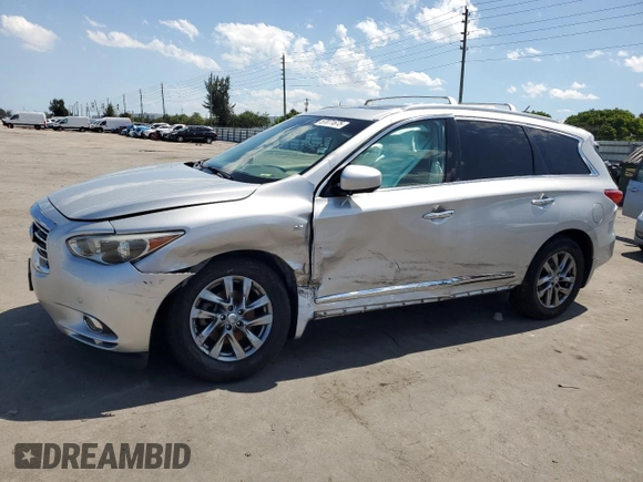 2014 Infiniti QX60 with VIN 5N1AL0MM5EC552698, listed as a Copart auction lot 57071675 with 123,610 mi miles and Salvage title. Bid and sale history available at DreamBid. Image 1.