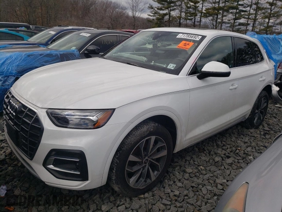 2021 Audi Q5 Premium with VIN WA1AAAFYXM2002847, listed as a Copart auction lot 71785692 with 25,650 mi miles. Bid and sale history available at carsss.com. Image 1.