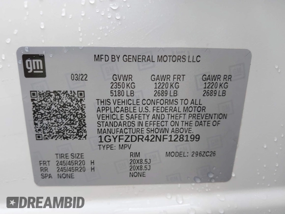 2022 Cadillac XT4 AWD Premium Luxury z VIN 1GYFZDR42NF128199, wystawiony jako IAAI lot #42522314 z przebiegiem 29 002 mil mil oraz . Historia ofert i sprzedaży dostępna na DreamBid. Obrazek 9.
