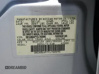 2012 Nissan Sentra S with VIN 3N1AB6AP7CL702095, listed as a Copart auction lot 60427205 with 165,267 mi miles and Salvage title. Bid and sale history available at DreamBid. Image 12.