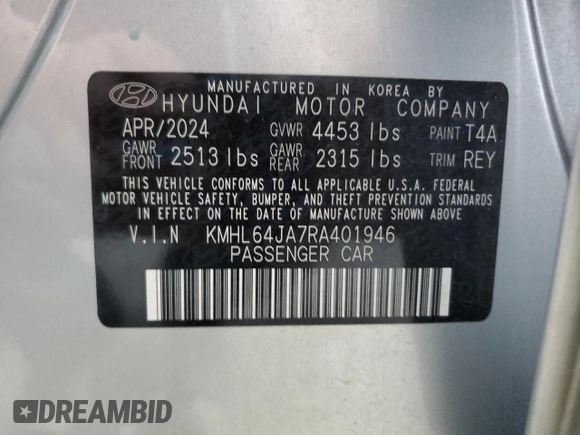 2024 Hyundai Sonata SEL z VIN KMHL64JA7RA401946, wystawiony jako Copart lot #61360805 z przebiegiem 20 942 mil mil oraz Czysty tytuł • Clean title. Historia ofert i sprzedaży dostępna na DreamBid. Obrazek 12.