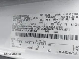 2020 Ford Transit Cargo с VIN 1FTBR1CG5LKB66925, выставлен на аукционе IAAI как лот 42449109 с пробегом Не указан миль и . История ставок и продаж доступна на DreamBid. Изображение 9.