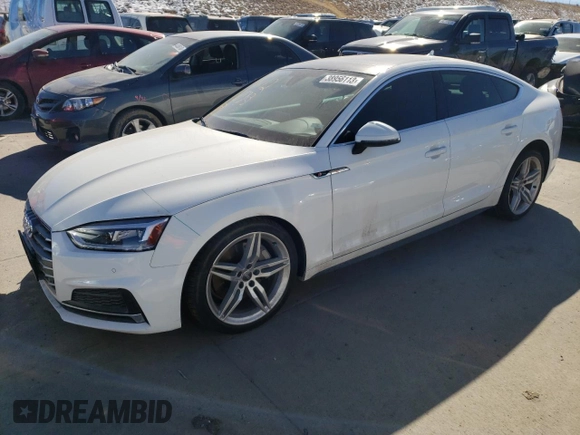 2018 Audi A5 Sportback Premium Plus with VIN WAUENCF53JA018058, listed as a Copart auction lot 38956113 with 42,339 mi miles. Bid and sale history available at carsss.com. Image 1.