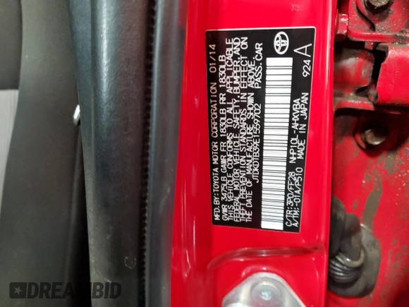 2014 Toyota Prius One with VIN JTDKDTB39E1559702, listed as a Copart auction lot 44023285 with 266,890 mi miles and Salvage Title. Bid and sale history available at DreamBid. Image 13.