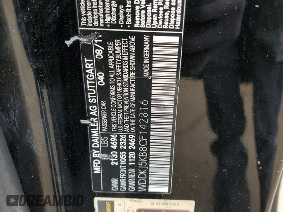 2012 Mercedes-Benz E 350 with VIN WDDKJ5KB8CF142816, listed as a Copart auction lot 58254635 with 135,275 mi miles and Clean title. Bid and sale history available at DreamBid. Image 12.