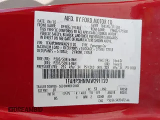 2010 Ford Focus SEL with VIN 1FAHP3HN9AW291120, listed as a IAAI auction lot 41911082 with 131,226 mi miles. Bid and sale history available at carsss.com. Image 9.