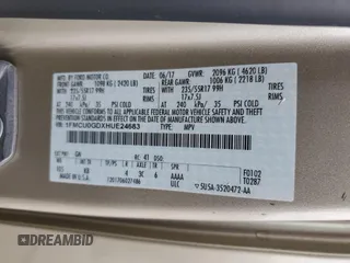 2017 Ford Escape SE z VIN 1FMCU0GDXHUE24683, wystawiony jako Copart lot #55421005 z przebiegiem 161 758 mil mil oraz Szkoda całkowita • Salvage title. Historia ofert i sprzedaży dostępna na DreamBid. Obrazek 13.