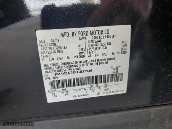 2019 Ford Police Interceptor Utility with VIN 1FM5K8AT5KGB23936, listed as a Copart auction lot 64471014 with 0 mi miles and Salvage Title. Bid and sale history available at carsss.com. Image 13.