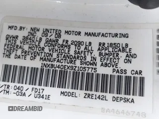 2009 Toyota Corolla with VIN 1NXBU40EX9Z105775, listed as a IAAI auction lot 42054152 with 147,272 mi miles. Bid and sale history available at carsss.com. Image 9.