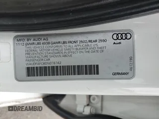 2013 Audi A6 Premium Plus with VIN WAUDFAFC8DN076742, listed as a Copart auction lot 51014335 with 92,694 mi miles and Salvage title. Bid and sale history available at DreamBid. Image 12.