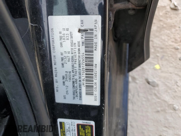 2013 Mazda 3 i SV with VIN JM1BL1TG2D1726554, listed as a Copart auction lot 47634675 with 217,625 mi miles and Salvage Title. Bid and sale history available at DreamBid. Image 13.