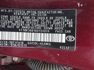 2006 Toyota Avalon XL with VIN 4T1BK36B16U124059, listed as a IAAI auction lot 42026538 with 187,156 mi miles and . Bid and sale history available at carsss.com. Image 9.
