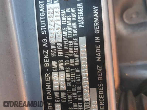 1986 Mercedes-Benz 300 with VIN WDBCB25D9GA279756, listed as a Copart auction lot 46860345 with 210,386 mi miles and Salvage Title. Bid and sale history available at carsss.com. Image 14.