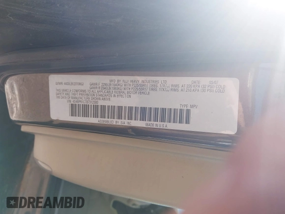 2008 Subaru Outback i with VIN 4S4BP61C787312380, listed as a IAAI auction lot 42613860 with 139,730 mi miles and . Bid and sale history available at DreamBid. Image 9.