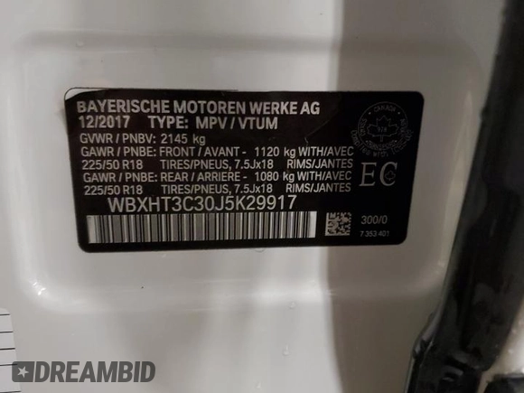 2018 BMW X1 xDrive28i with VIN WBXHT3C30J5K29917, listed as a Copart auction lot 56165845 with 131,876 mi miles and Salvage title. Bid and sale history available at DreamBid. Image 13.