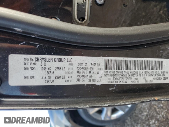 2011 Dodge Journey Crew with VIN 3D4PG3FG5BT521689, listed as a Copart auction lot 62148065 with 105,101 mi miles and Salvage title. Bid and sale history available at DreamBid. Image 13.