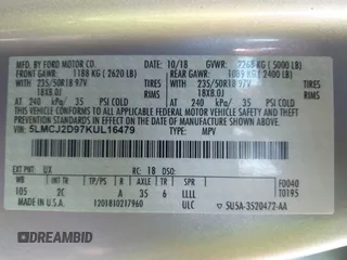 2019 Lincoln MKC Select with VIN 5LMCJ2D97KUL16479, listed as a IAAI auction lot 41789894 with 45,700 mi miles. Bid and sale history available at carsss.com. Image 9.
