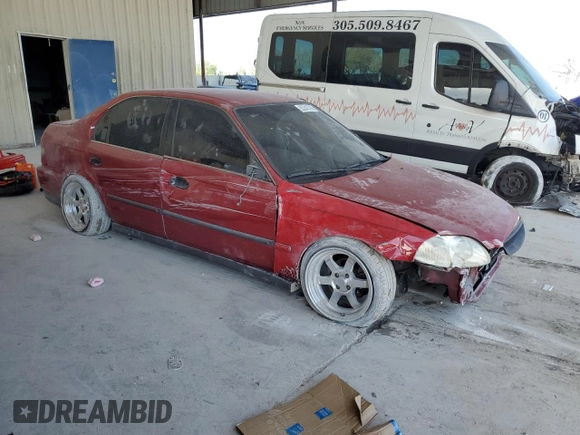 1998 Honda Civic LX with VIN 1HGEJ6676WL018876, listed as a Copart auction lot 55343785 with 167,876 mi miles and Salvage Title. Bid and sale history available at DreamBid. Image 4.