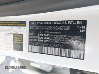 2019 Mercedes-Benz C 300 z VIN 55SWF8DBXKU298367, wystawiony jako IAAI lot #42183443 z przebiegiem 74 433 mil mil oraz . Historia ofert i sprzedaży dostępna na DreamBid. Obrazek 9.