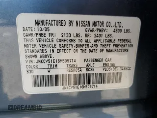 2006 Infiniti G35 with VIN JNKCV51E16M505714, listed as a Copart auction lot 70268654 with 75,549 mi miles and Salvage Title. Bid and sale history available at DreamBid. Image 12.
