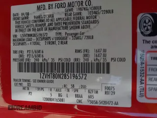 2008 Ford Mustang Deluxe z VIN 1ZVHT80N285196572, wystawiony jako IAAI lot #42457986 z przebiegiem 201 327 mil mil oraz . Historia ofert i sprzedaży dostępna na DreamBid. Obrazek 9.