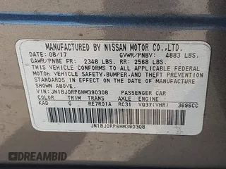 2017 Infiniti QX50 with VIN JN1BJ0RP6HM390308, listed as a IAAI auction lot 41626571 with 66,475 mi miles. Bid and sale history available at carsss.com. Image 9.