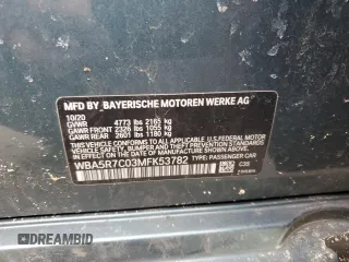2021 BMW 3 Series 330i xDrive with VIN WBA5R7C03MFK53782, listed as a Copart auction lot 43903465 with 48,445 mi miles and Salvage Title. Bid and sale history available at carsss.com. Image 14.
