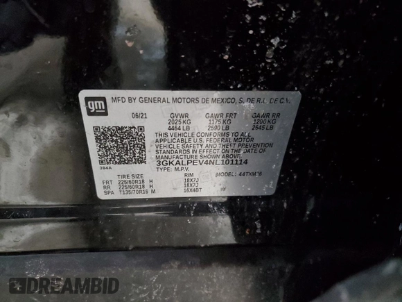 2022 GMC Terrain SLT with VIN 3GKALPEV4NL101114, listed as a Copart auction lot 44889475 with 86,800 mi miles and Salvage Title. Bid and sale history available at carsss.com. Image 13.