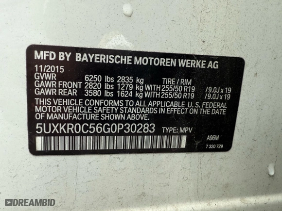2016 BMW X5 xDrive35i with VIN 5UXKR0C56G0P30283, listed as a Copart auction lot 54527255 with 205,300 mi miles and Clean Title. Bid and sale history available at carsss.com. Image 10.