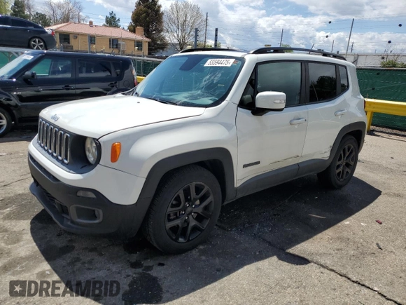 2017 Jeep Renegade Latitude with VIN ZACCJABB8HPE67123, listed as a Copart auction lot 55594475 with 101,646 mi miles and Salvage Title. Bid and sale history available at carsss.com. Image 1.