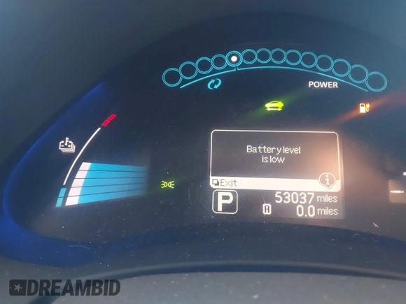 2012 Nissan LEAF SL with VIN JN1AZ0CP6CT018088, listed as a IAAI auction lot 42176194 with 53,037 mi miles. Bid and sale history available at carsss.com. Image 13.