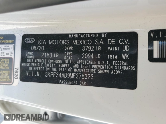 2021 Kia Forte GT-Line with VIN 3KPF34AD9ME278323, listed as a Copart auction lot 49535155 with 25,212 mi miles and Salvage Title. Bid and sale history available at carsss.com. Image 15.