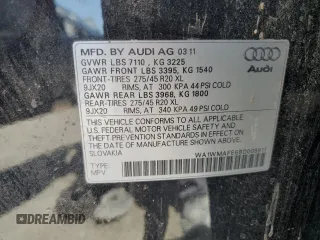 2011 Audi Q7 Prestige with VIN WA1WMAFE6BD008911, listed as a Copart auction lot 63856125 with Not provided miles and Salvage title. Bid and sale history available at DreamBid. Image 14.