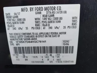 2017 Ford Explorer XLT with VIN 1FM5K7D84HGC76141, listed as a IAAI auction lot 41991832 with 143,504 mi miles and . Bid and sale history available at carsss.com. Image 9.
