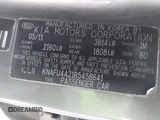 2011 Kia Forte EX with VIN KNAFU4A21B5458641, listed as a IAAI auction lot 40834309 with 149,137 mi miles. Bid and sale history available at carsss.com. Image 9.