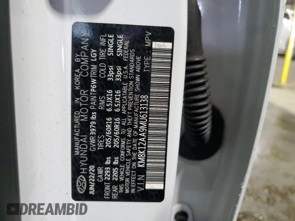 2021 Hyundai Kona SE with VIN KM8K12AA9MU613138, listed as a Copart auction lot 49894455 with 89,204 mi miles and Non Repairable. Bid and sale history available at DreamBid. Image 13.