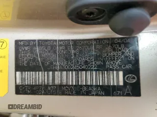 2004 Lexus ES 350 с VIN JTHBA30G245040222, выставлен на аукционе Copart как лот 59335674 с пробегом Не указан миль и На запчасти • Non repairable. История ставок и продаж доступна на DreamBid. Изображение 12.