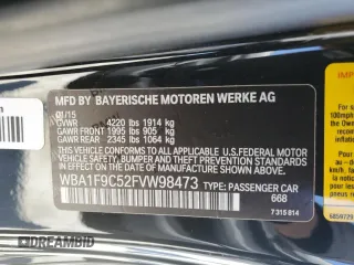 2015 BMW 2 Series 228i with VIN WBA1F9C52FVW98473, listed as a Copart auction lot 46229703 with 74,278 mi miles. Bid and sale history available at carsss.com. Image 13.