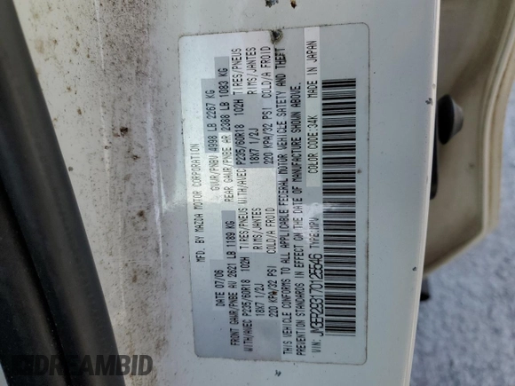 2007 Mazda CX-7 Touring with VIN JM3ER293170125546, listed as a Copart auction lot 84879244 with 160,664 mi miles and Salvage Title. Bid and sale history available at carsss.com. Image 15.