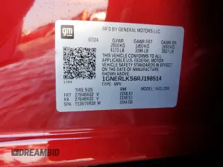 2024 Chevrolet Traverse FWD RS with VIN 1GNERLKS6RJ198514, listed as a Copart auction lot 73858094 with 1,565 mi miles and Salvage Title. Bid and sale history available at carsss.com. Image 14.