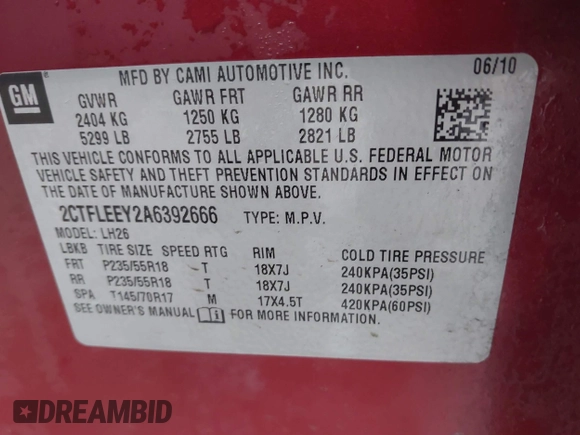 2010 GMC Terrain SLE-2 с VIN 2CTFLEEY2A6392666, выставлен на аукционе IAAI как лот 41139936 с пробегом 216 780 миль миль и . История ставок и продаж доступна на DreamBid. Изображение 9.