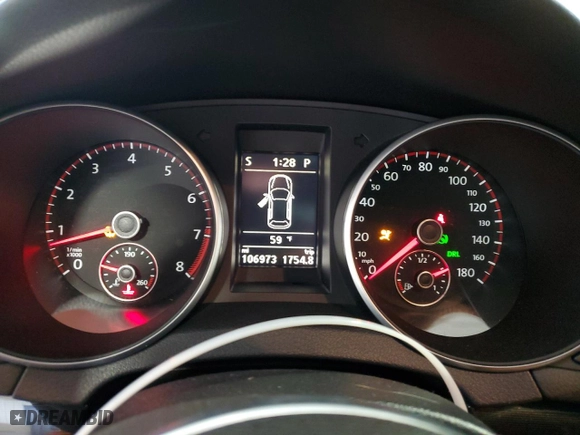 2013 Volkswagen GTI with VIN WVWFV7AJ8DW012833, listed as a Copart auction lot 46667255 with 106,973 mi miles and Salvage Title. Bid and sale history available at carsss.com. Image 9.